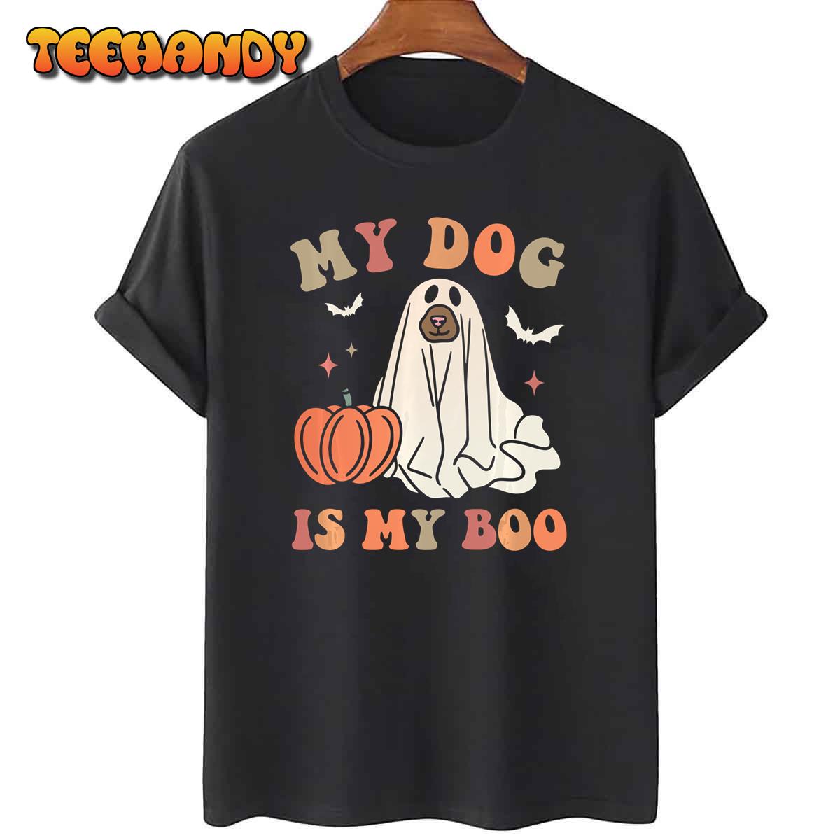 My Dog Is My Boo Spooky Season Ghost Halloween Groovy Retro Sweatshirt