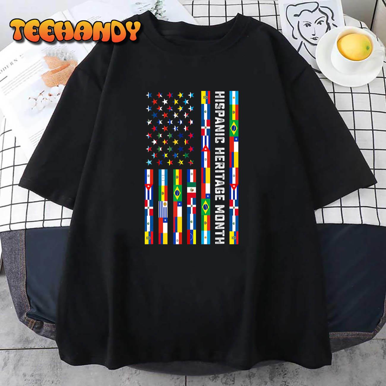 National Hispanic Heritage Month Celebration Latin Flags T-Shirt