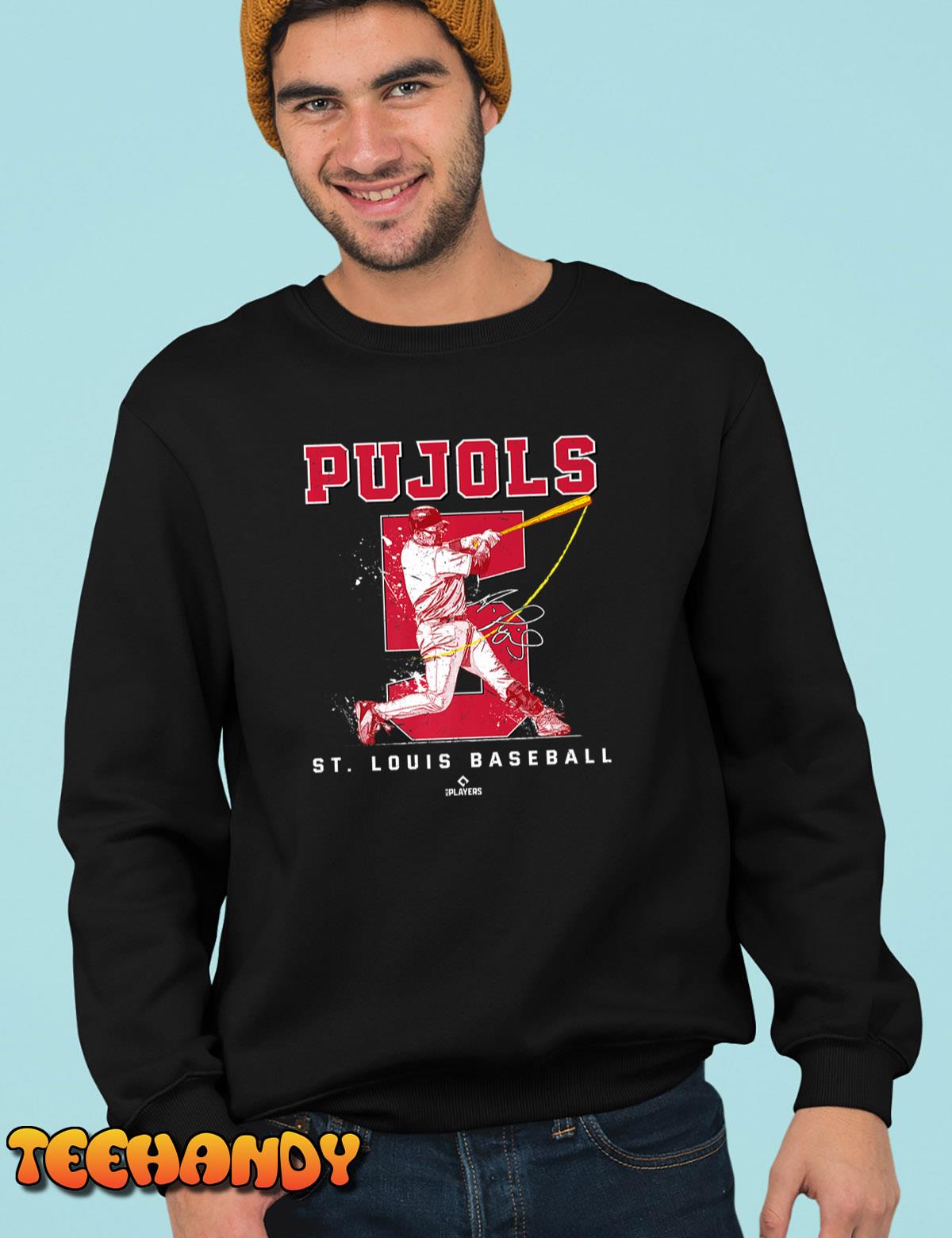 Albert Pujols Men's Premium T-Shirt - Tri Red - St. Louis | 500 Level Major League Baseball Players Association (MLBPA)