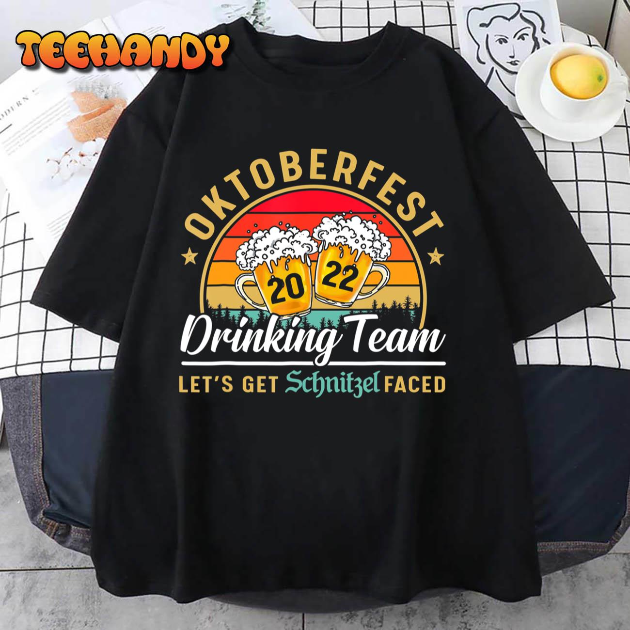Oktoberfest 2022 Drinking Team Let’s Get Schnitzel Face T-Shirt