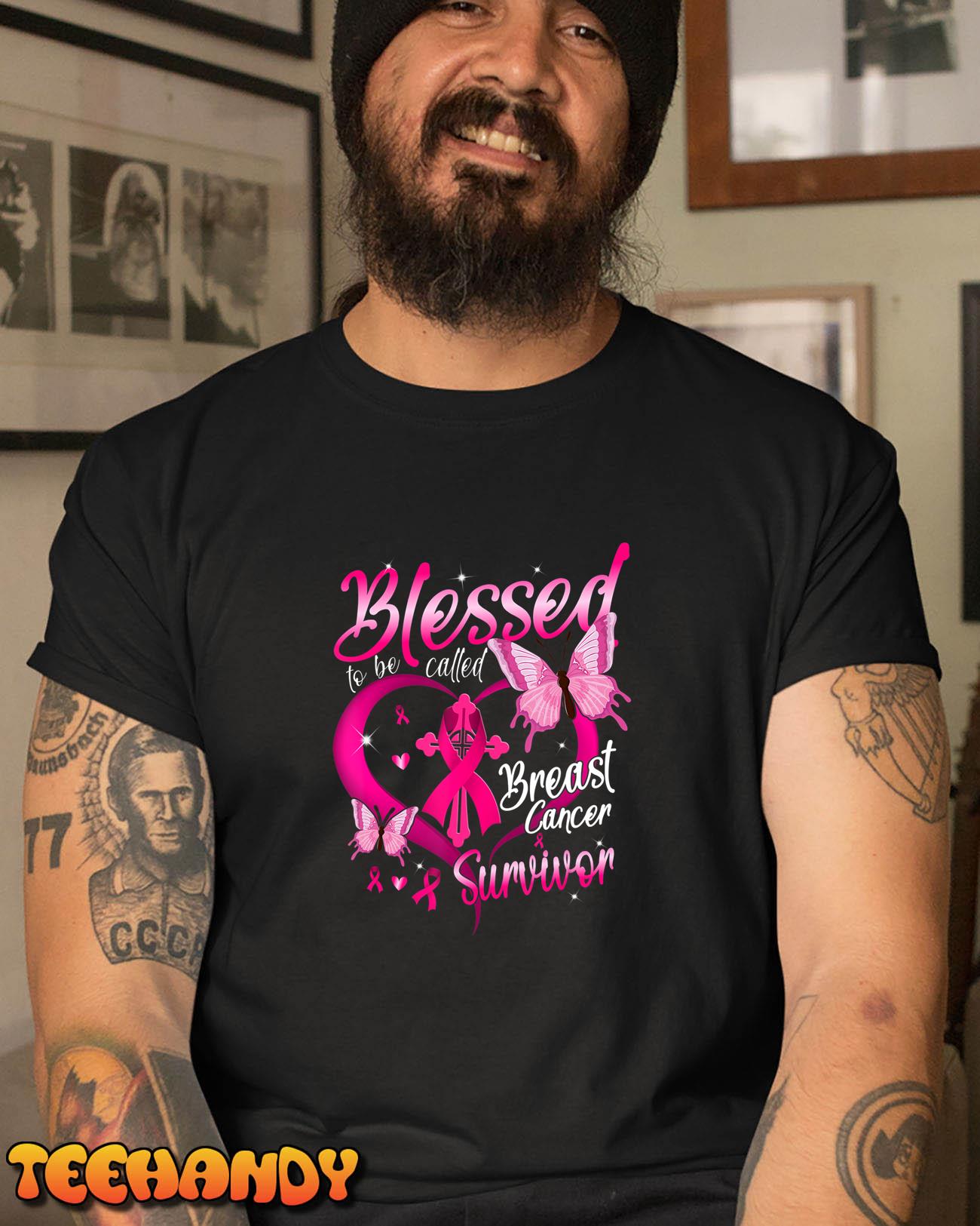 Pink Butterfly Blessed To Be Called Breast Cancer Survivor T-Shirt