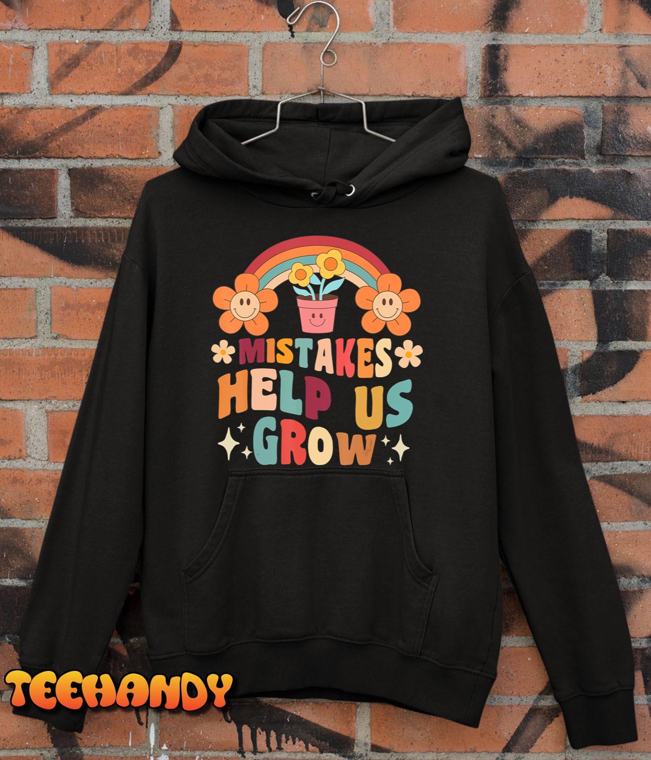 Retro Groovy Teacher Mindset Positive, Mistakes Help Us Grow T-Shirt