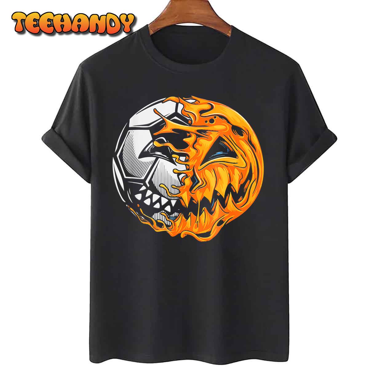 Soccer Player Halloween Pumpkin Skeleton Hallows’ Day T-Shirt