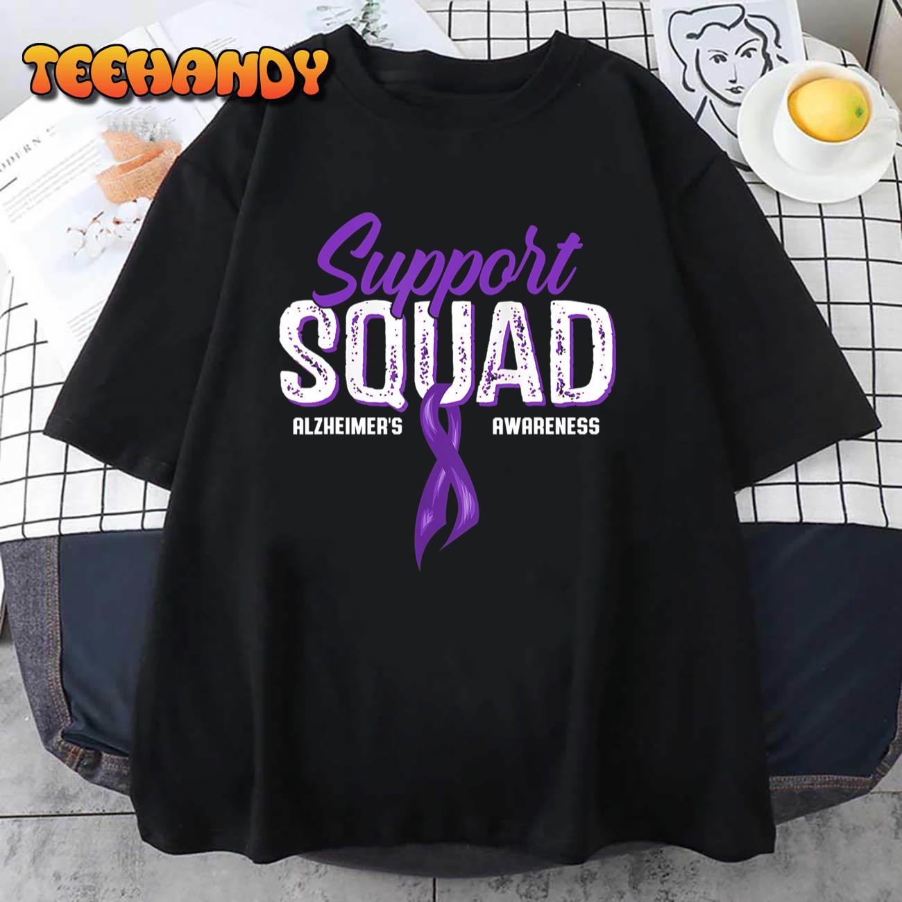 Support Squad Alzheimer’s Awareness Purple Ribbon T-Shirt