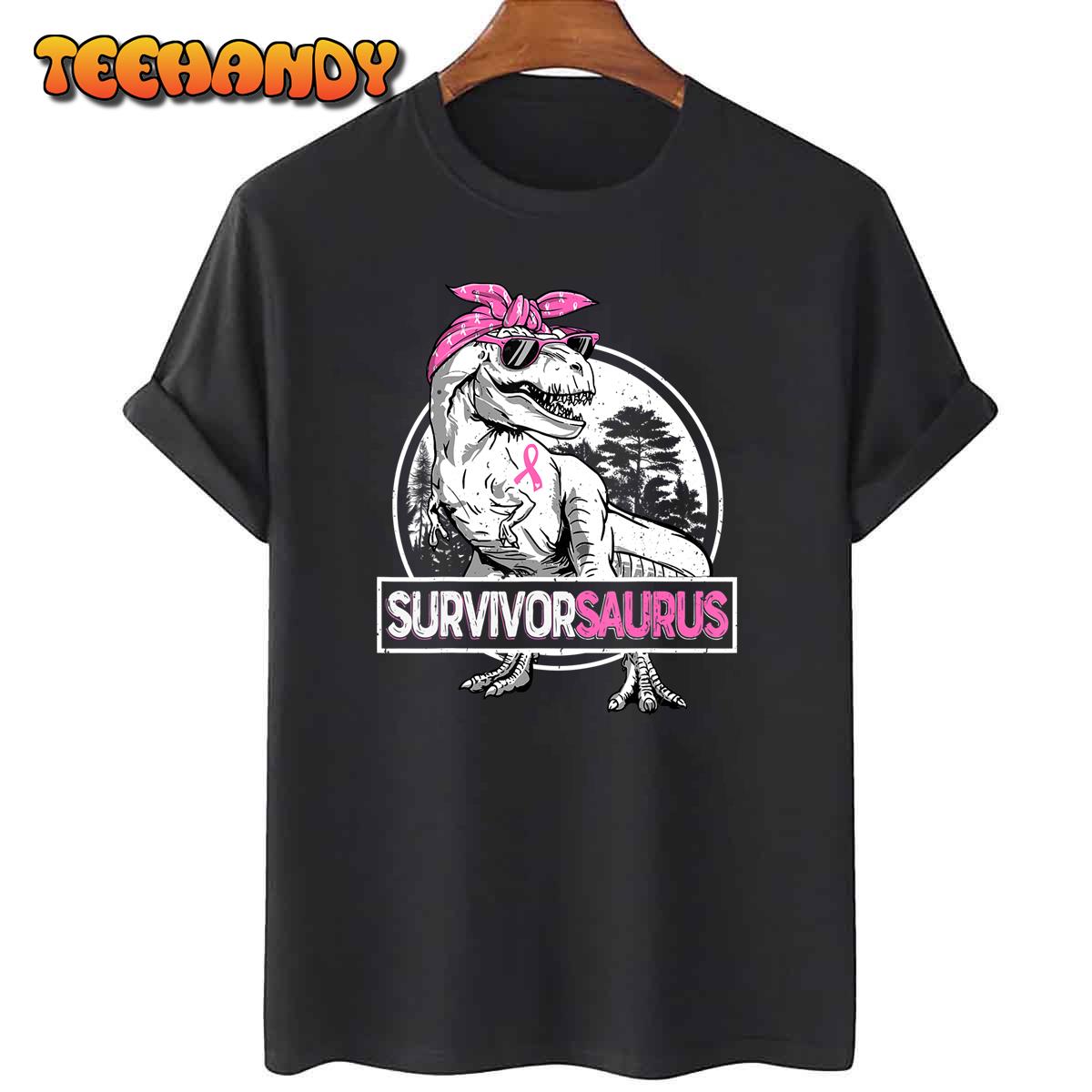 Survivor Saurus Trex Dino Breast Cancer Awareness Women T-Shirt