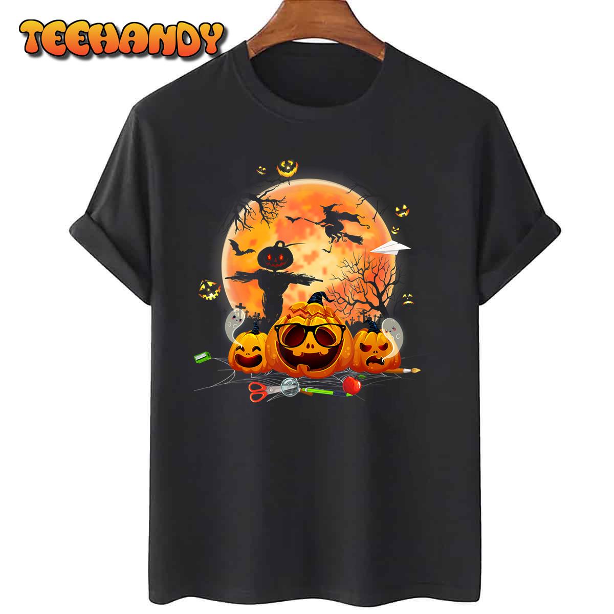 Teacher Halloween Pre-K Kindergarten School Teacher Pumpkins T-Shirt