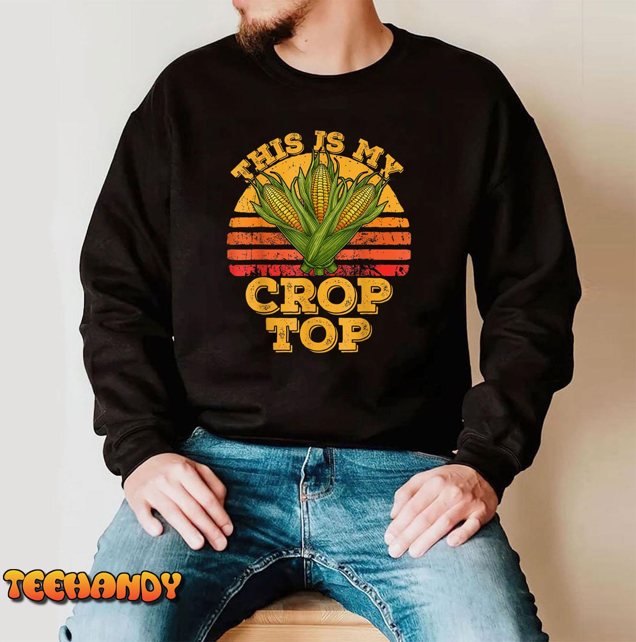 This Is My Crop Top Funny Farmer Farming Corn Lover Retro T-Shirt