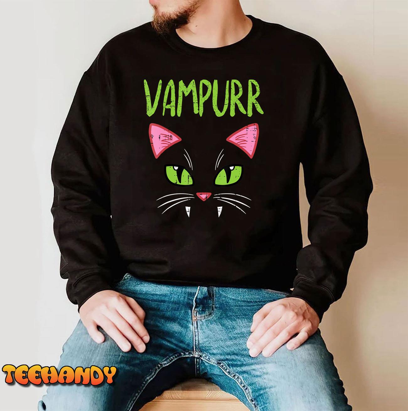 Vampurr Vampire Cat Funny Halloween Costume Women Girls T-Shirt