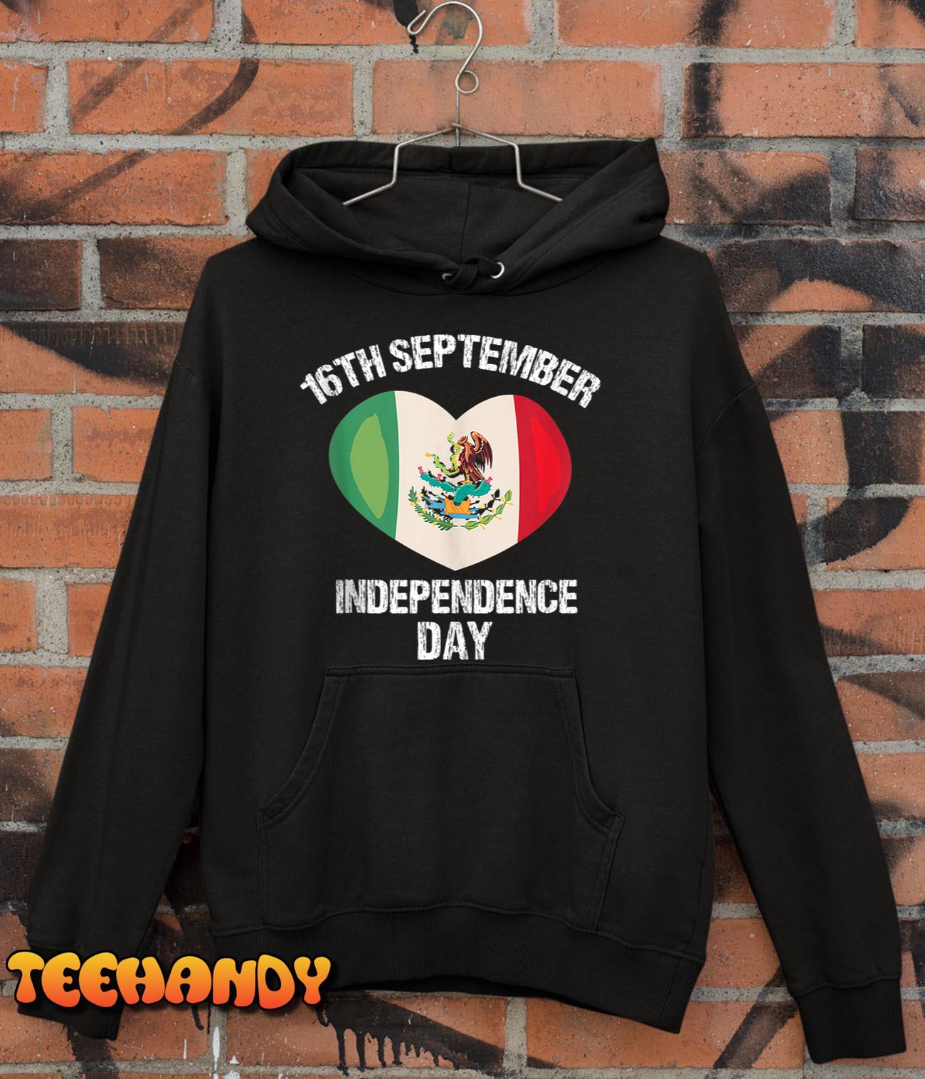 Vintage Mexico Flag 16 September Mexican T-Shirt