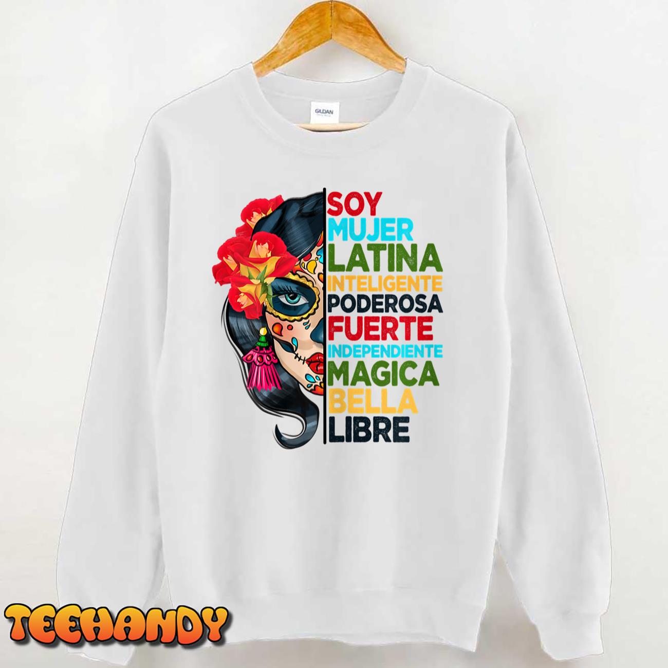 Womens Soy Mujer Latina Tee Poderosa Magica Bella Hispanic Heritage T-Shirt