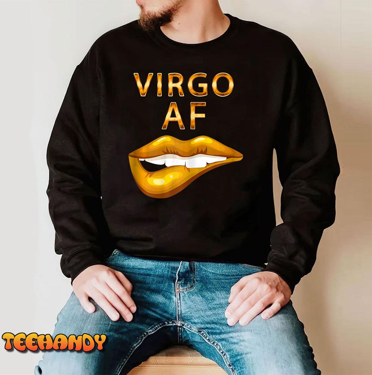 Womens Virgo Af Gold Sexy Lip Birthday Sweatshirt