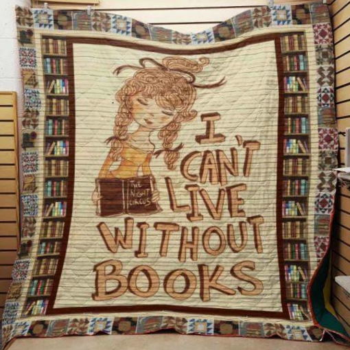 3D I Can’T Live Without Books Quilt Blanket