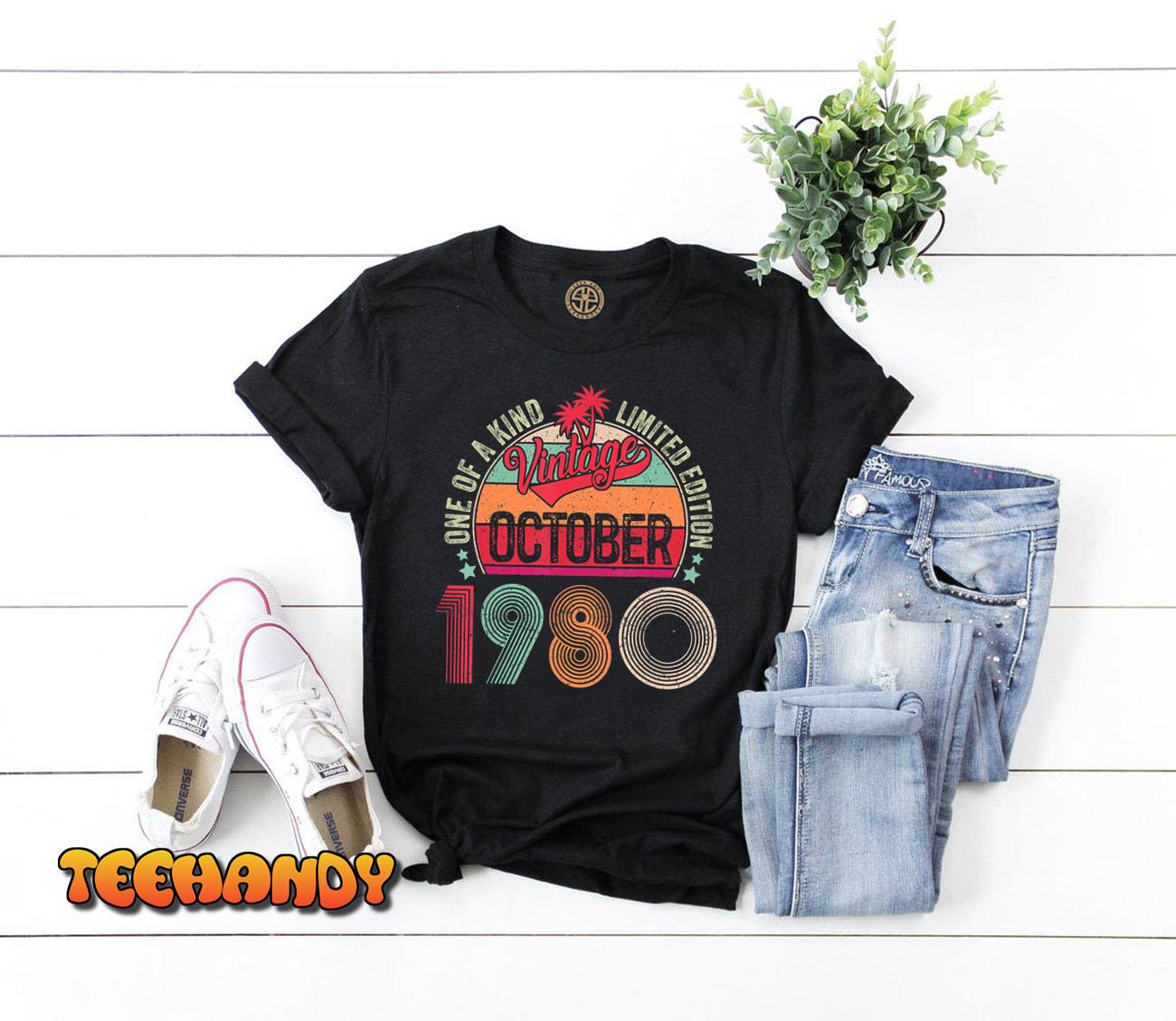 42 Years Old Gifts 42nd Birthday Vintage October 1980 T-Shirt