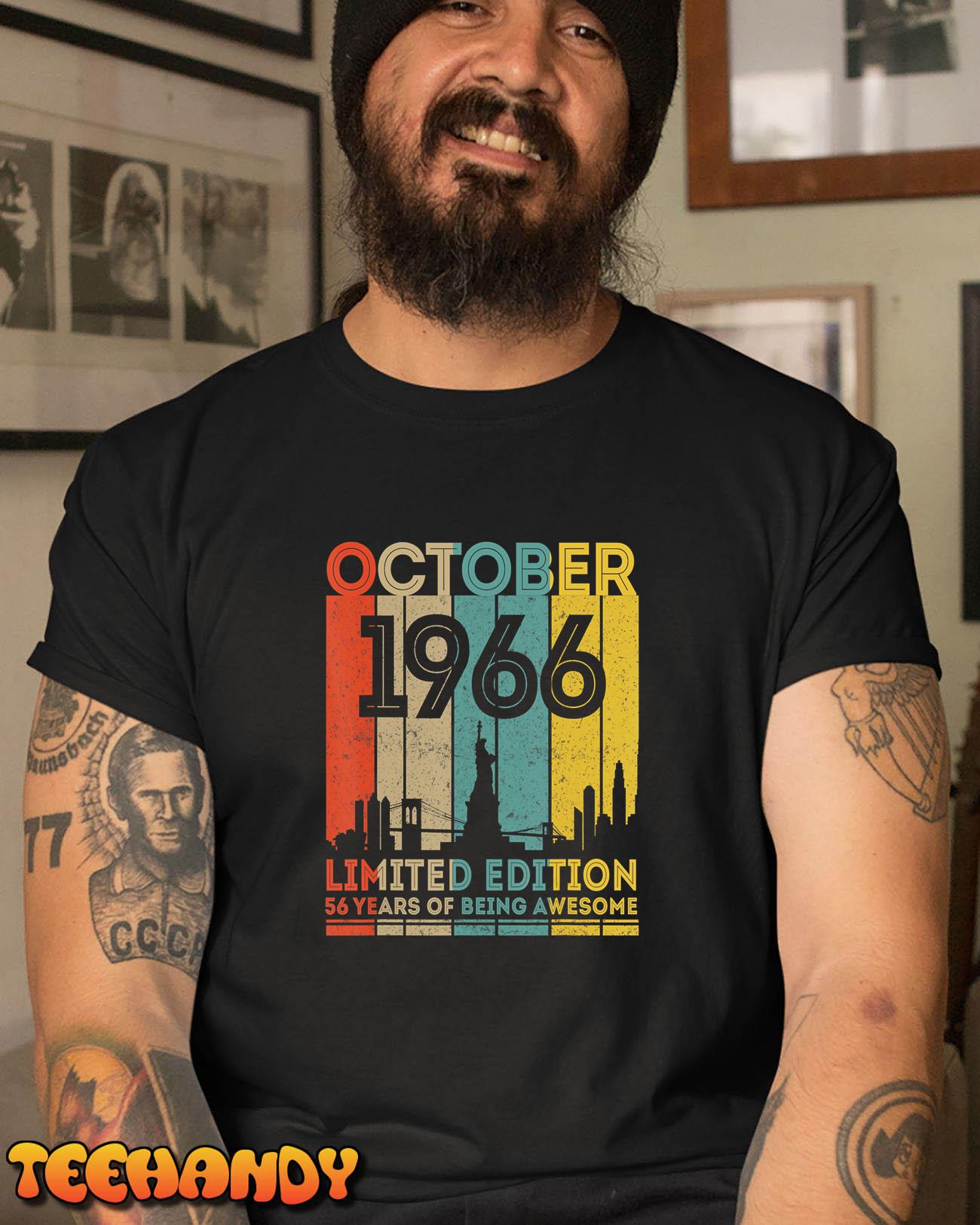 56 Years Old Gifts Vintage October 1966 56th Birthday T-Shirt