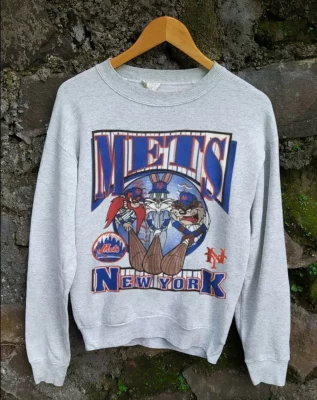 Vintage MLB 90s New York Mets Looney Tunes Sweatshirt, MLB New York Mets World Series T-Shirt