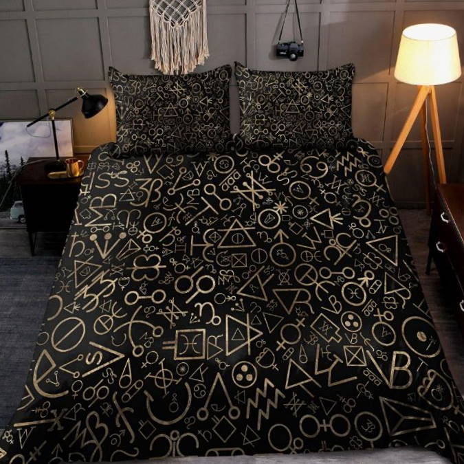 Alchemy Symbols Black 3D Bedding Set