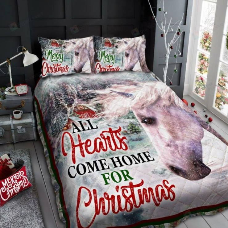 All Heart Come Home For Christmas Horses Bedding Set