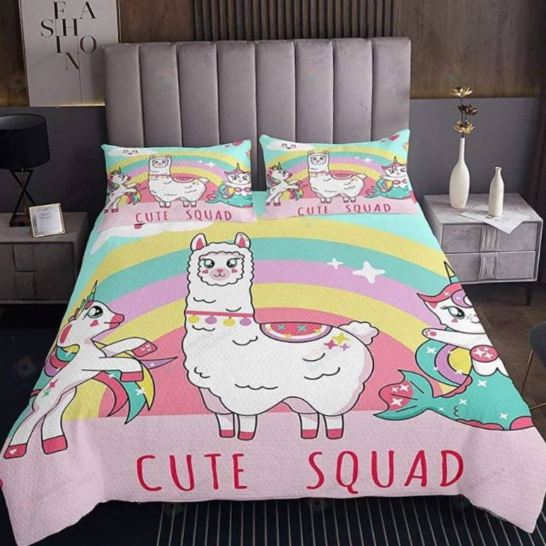 Alpaca Unicorn Cute Squad 3D Bedding Set