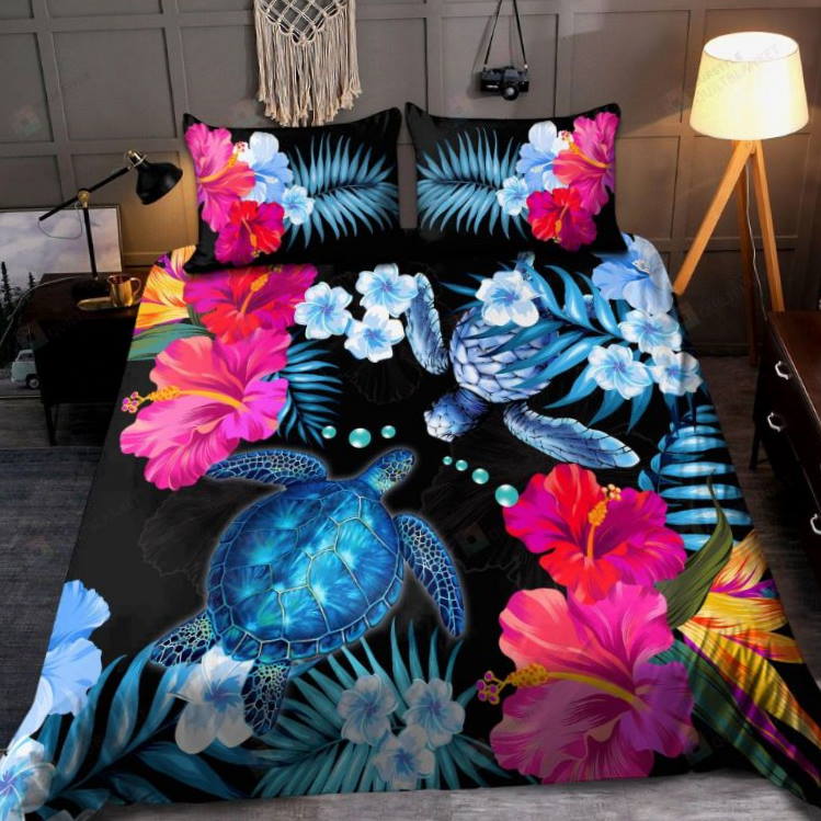 Amazing Turtle Hibiscus 3D Bedding Set