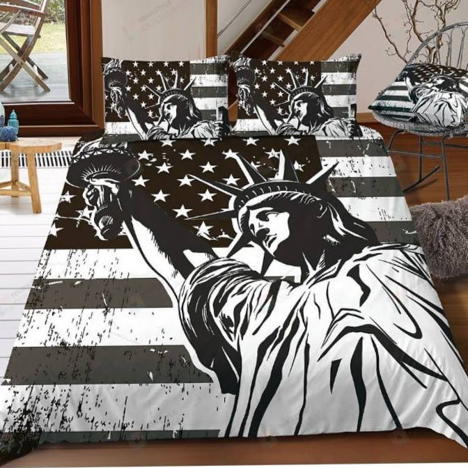 American Flag And Statue Of Liberty 3D Bedding Set