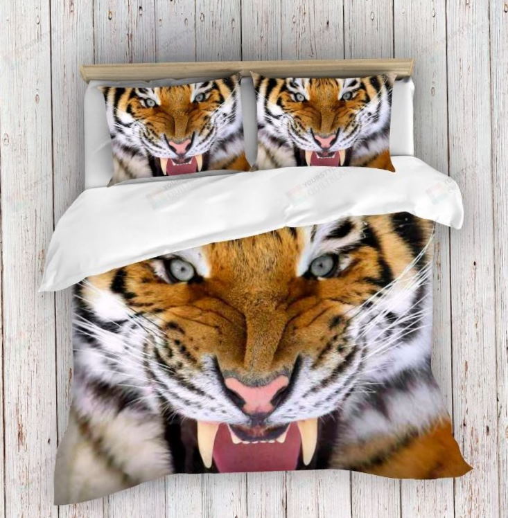 Angry Tiger Face All Over Printed Bedding Set