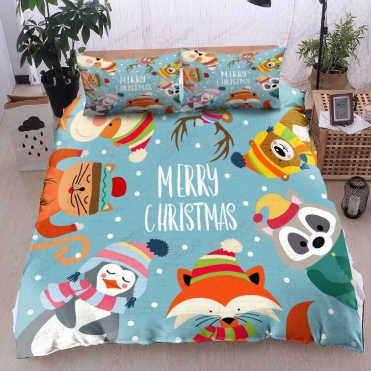 Animals Merry Christmas 3D Bedding Set