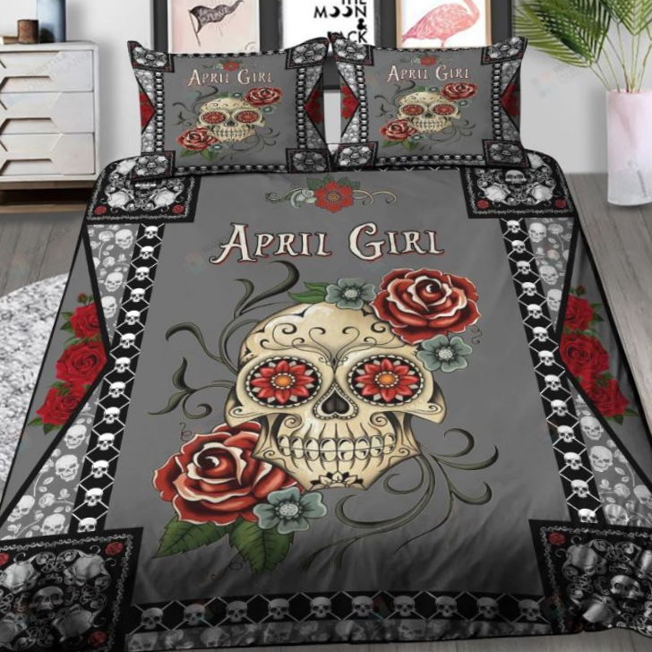 April Girl Skull Eye Rose 3D Bedding Set