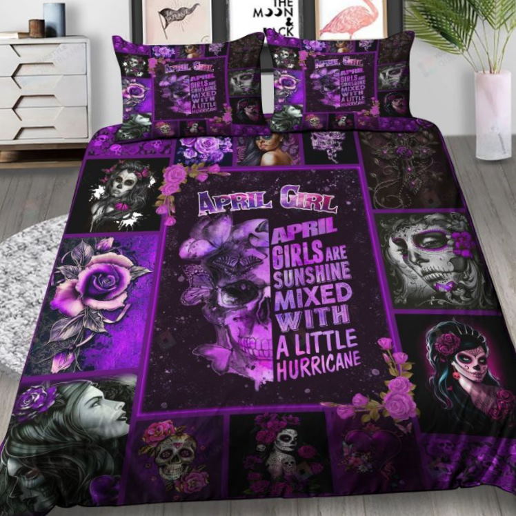 April Sugar Skull Girl And Roses 3D Bedding Set