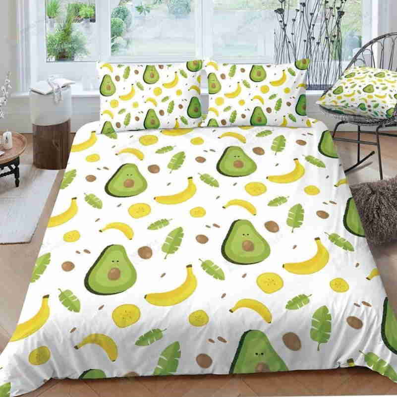 Avocado Banana And Kiwi 3D Bedding Set