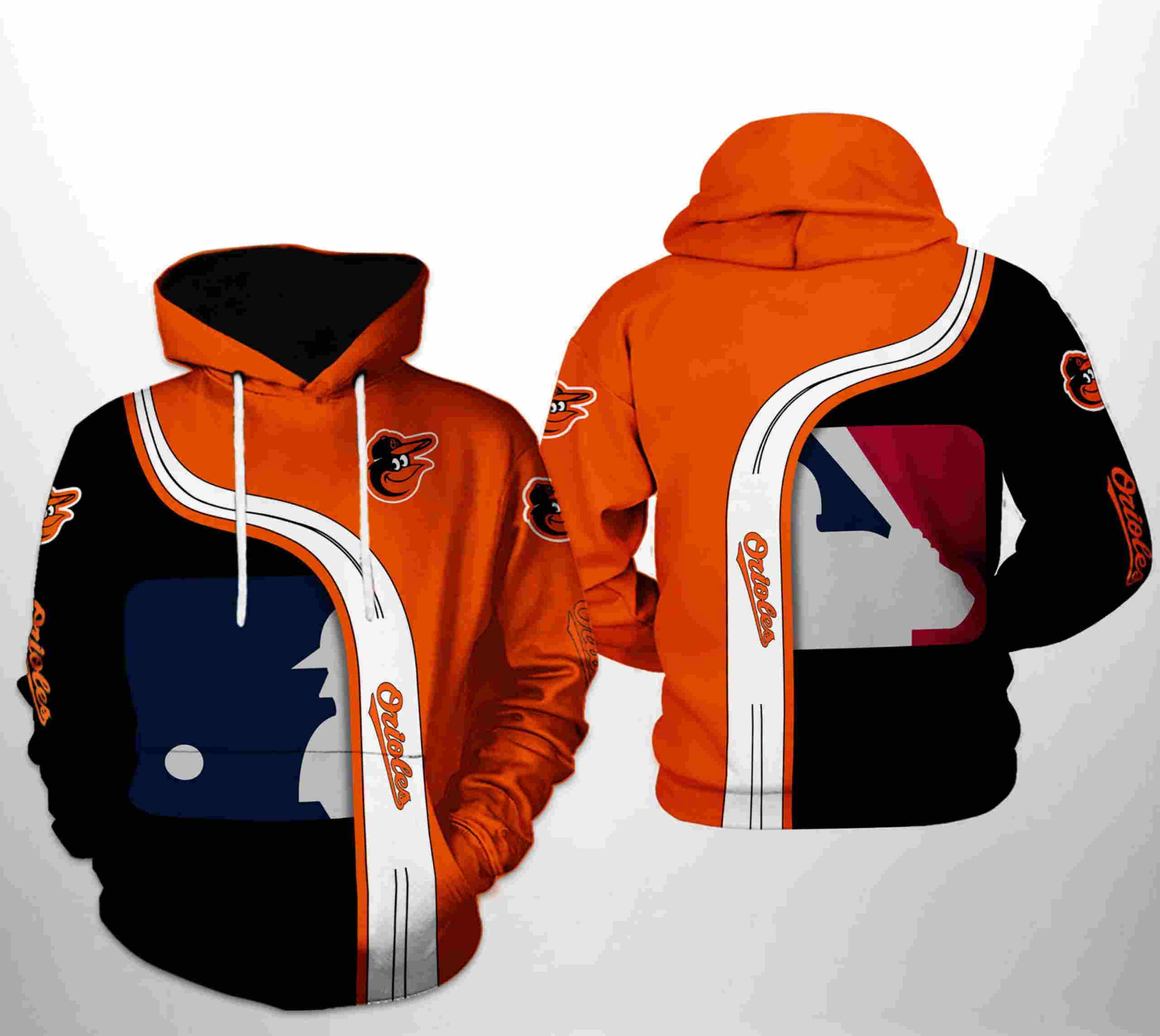 Baltimore Orioles MLB Team 3D Hoodie Zipper Hoodie