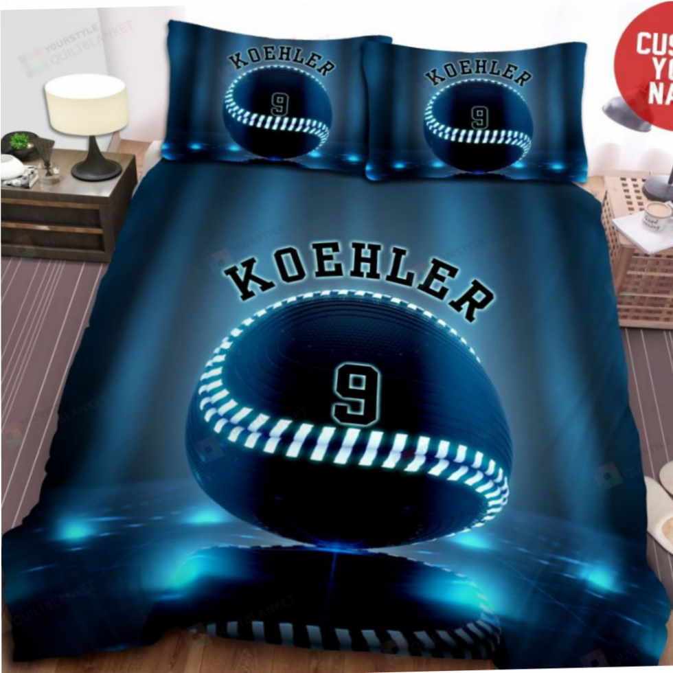 Baseball Blue Light 3D Bedding Set