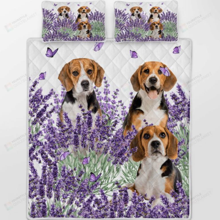 Beagle Lavender Bedspread 3D Bedding Set