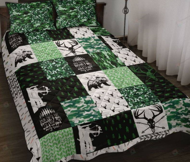 Bear And Deer Camo Hunting 3D Bedding Set