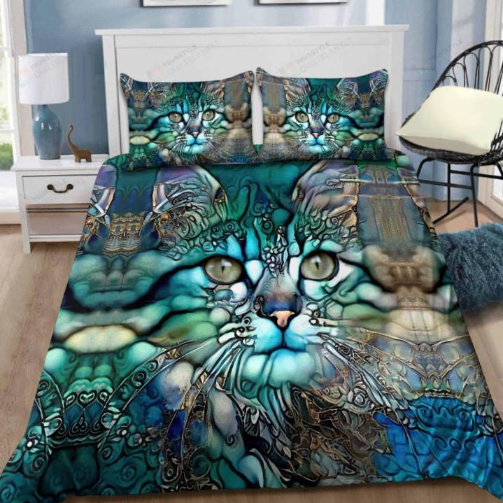 Beautiful Green Cats 3D Bedding Set