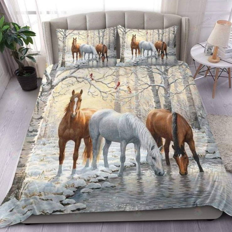 Beautiful Horse In The Winter 3D Bedding Set