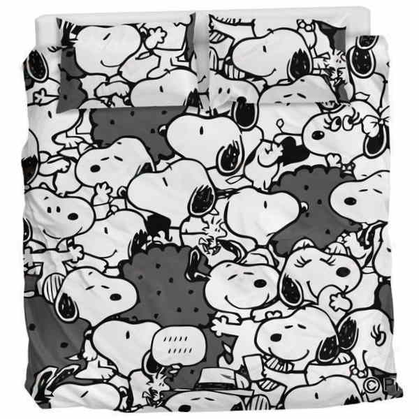 Black And White Snoopy Pattern 3D Bedding Set