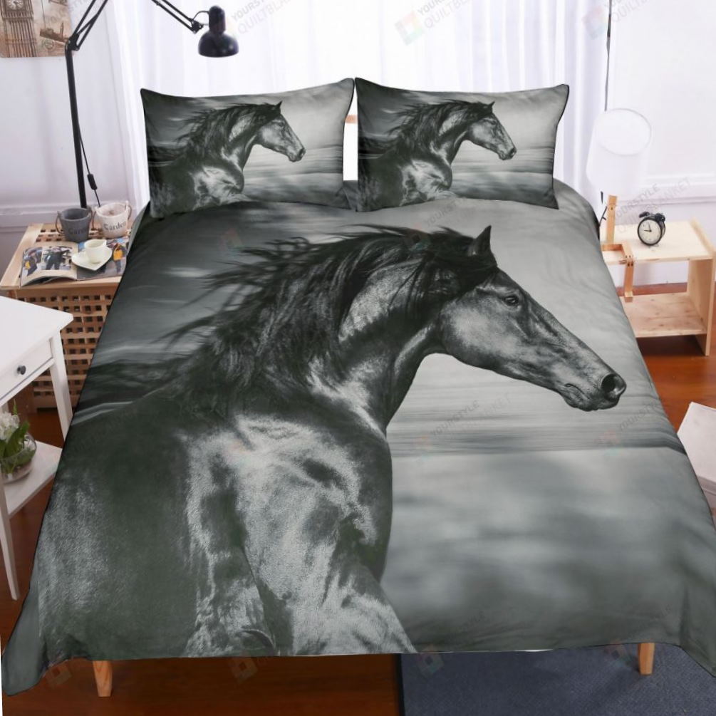 Black Horse 3D Bedding Set