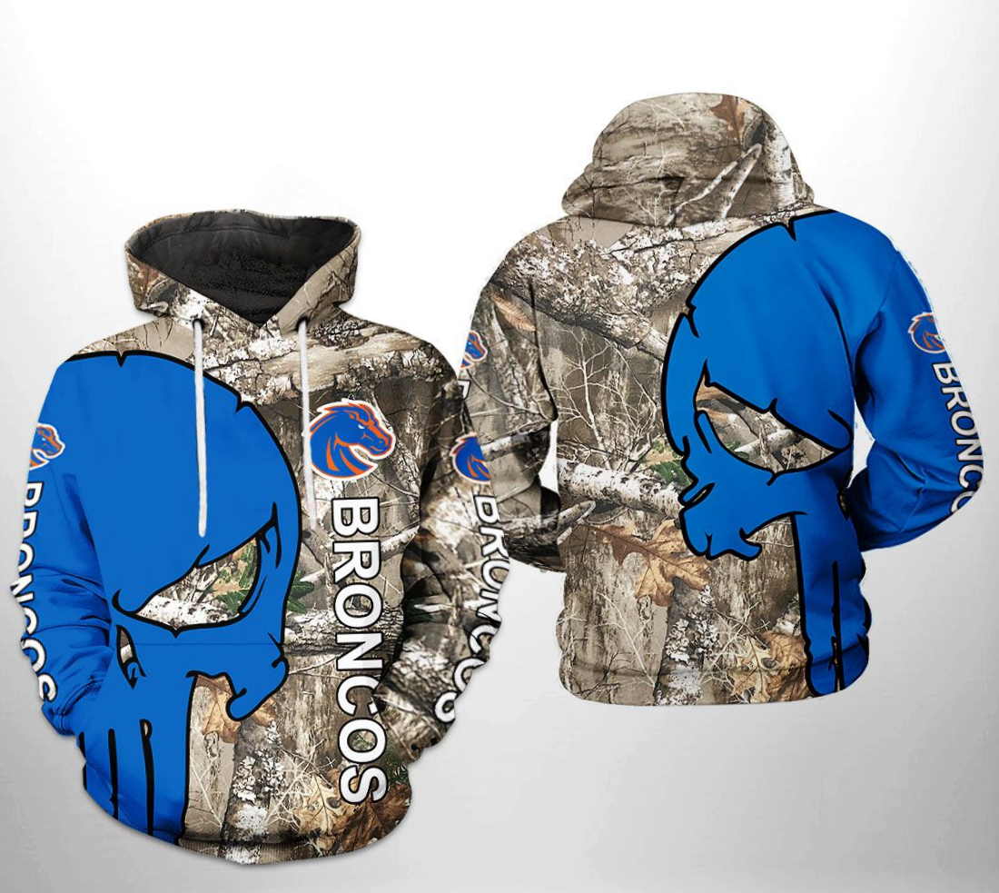 Boise State Broncos NCAA Camo Veteran Hunting 3D Hoodie Zipper Hoodie