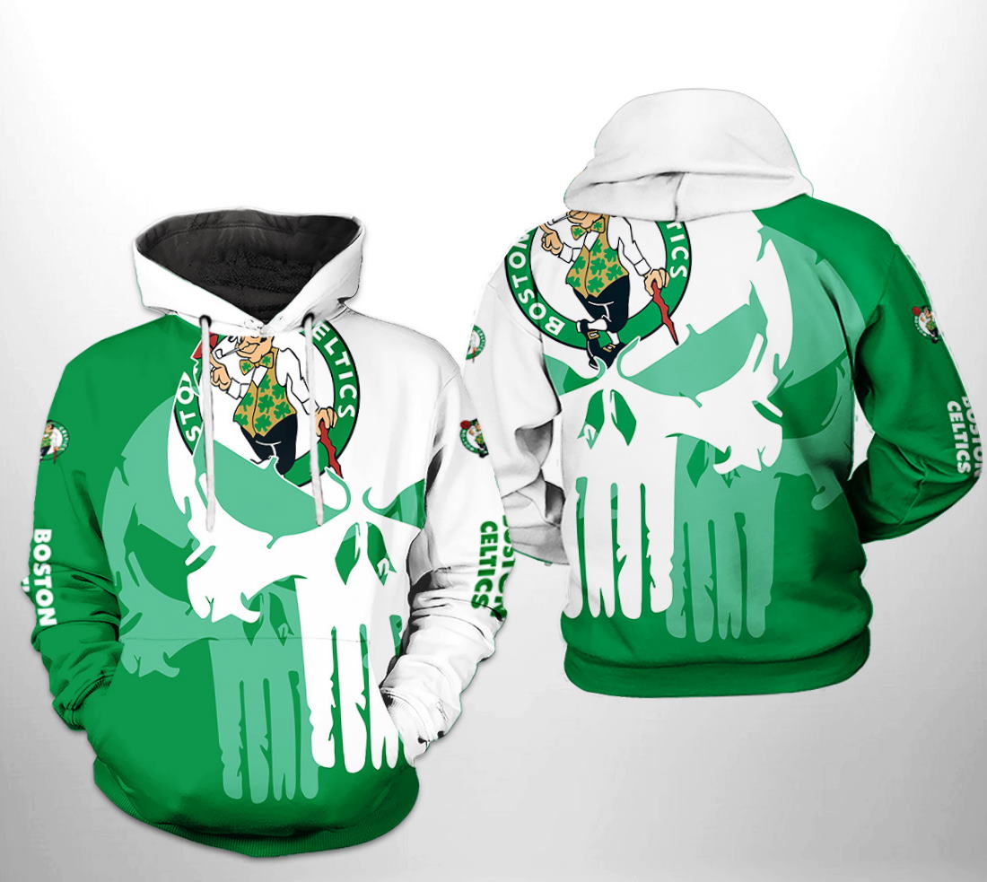 Boston Celtics NBA Team Skull 3D Hoodie Zipper Hoodie