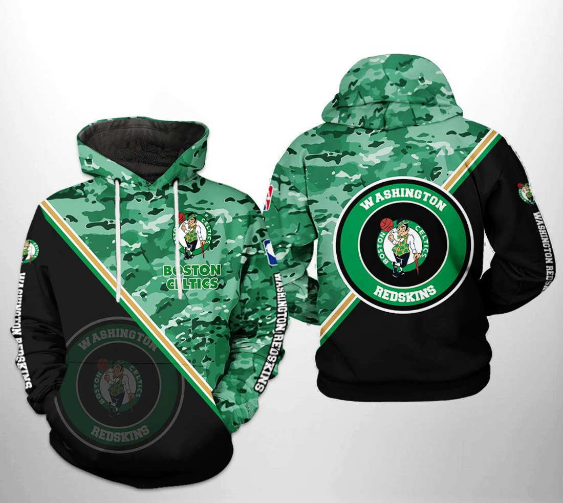 Boston Celtics NBA US Camo 3D Hoodie Zipper Hoodie