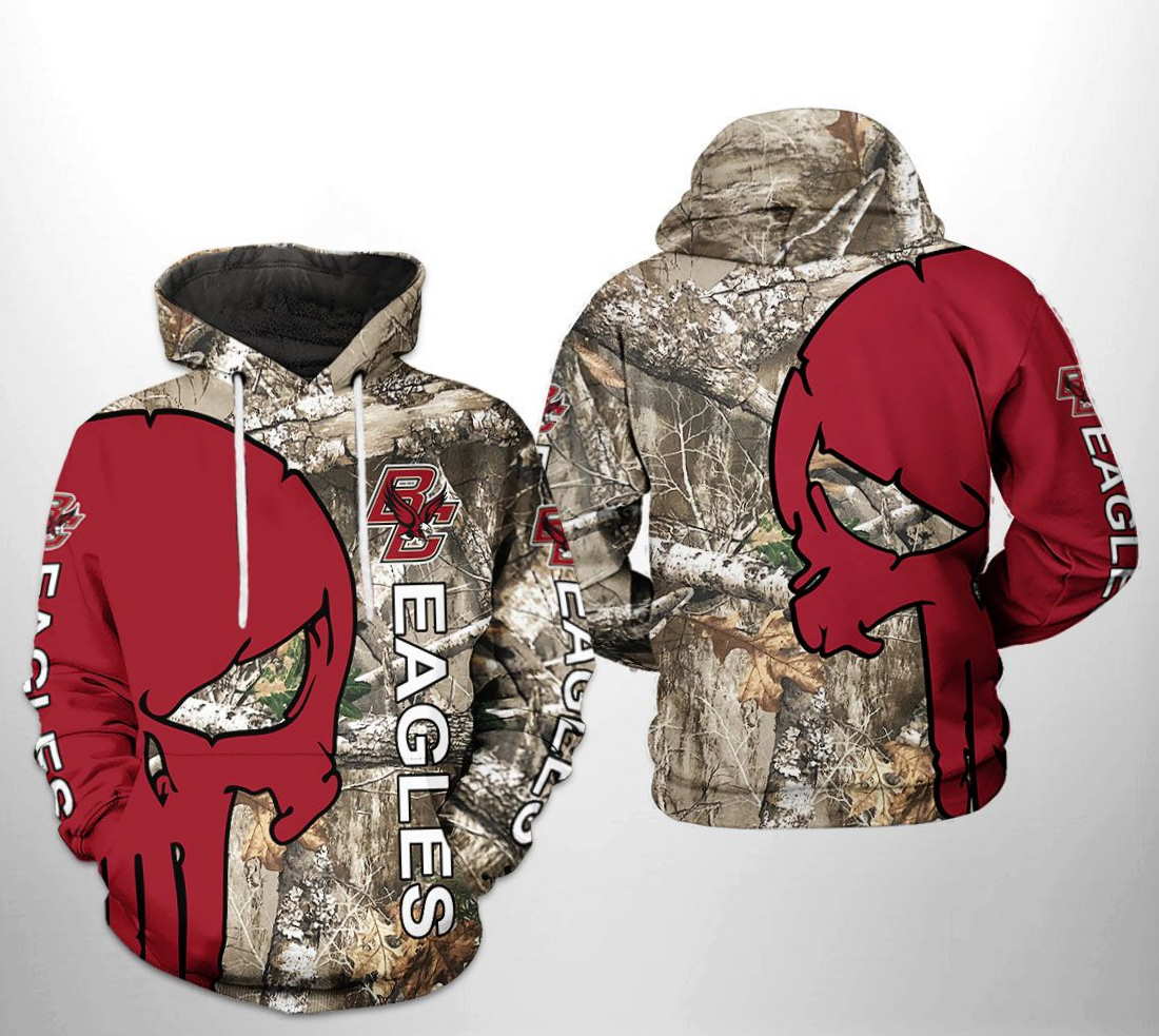 Boston College Eagles NCAA Camo Veteran Hunting 3D Hoodie