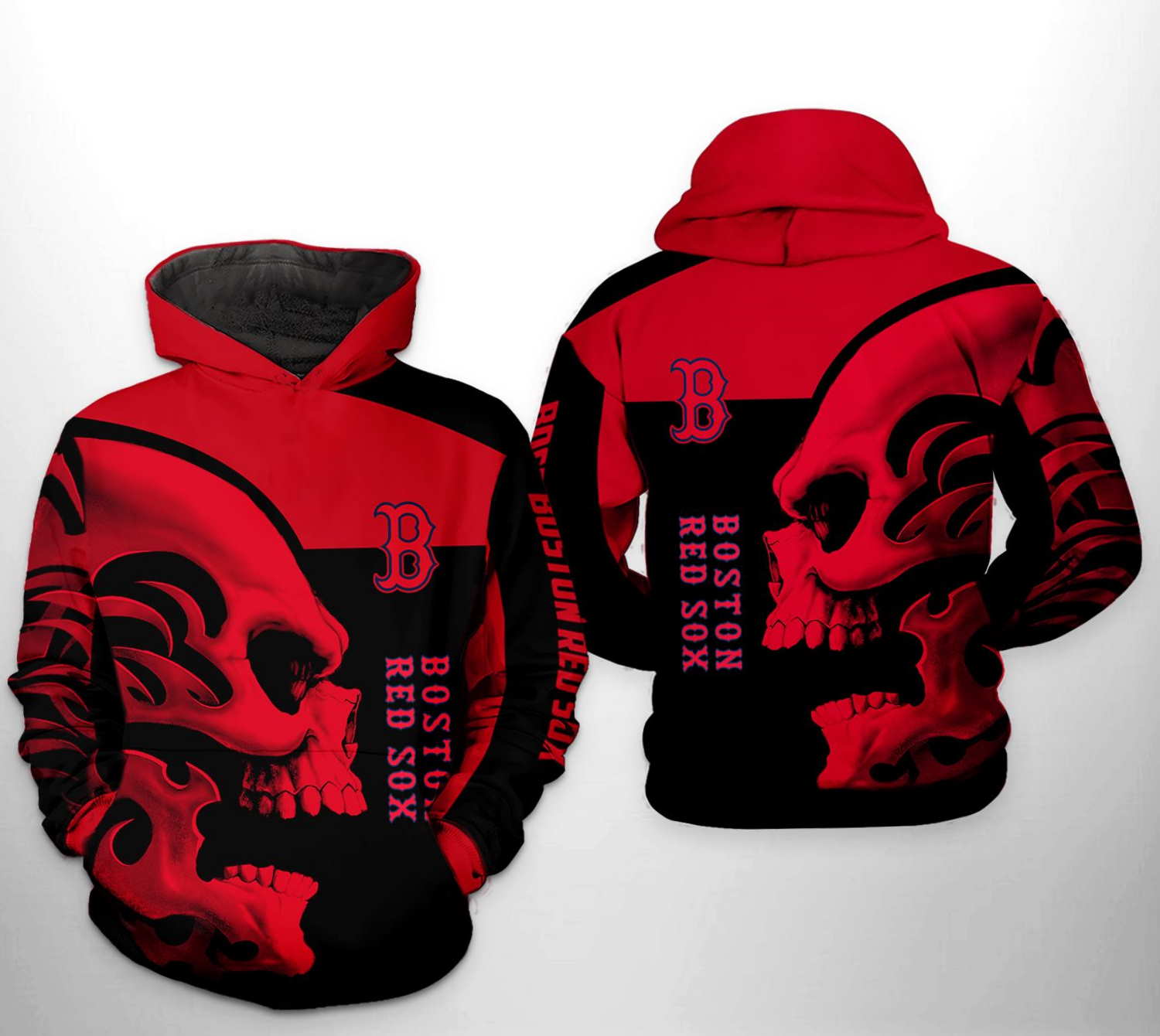 Boston Red Sox MLB Skull 3D Hoodie