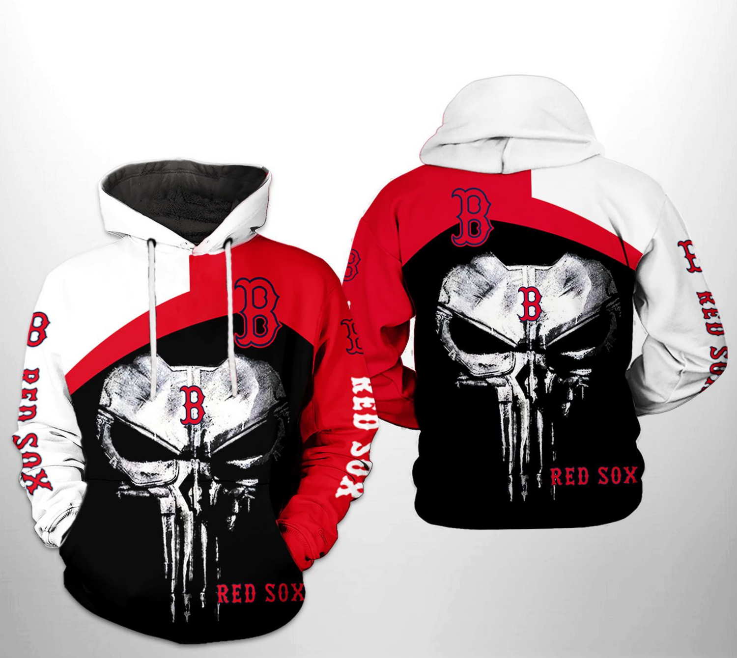 Boston Red Sox MLB Skull Punisher 3D Hoodie