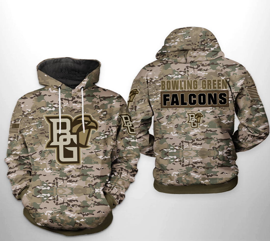 Bowling Green Falcons NCAA Camo Veteran 3D Hoodie