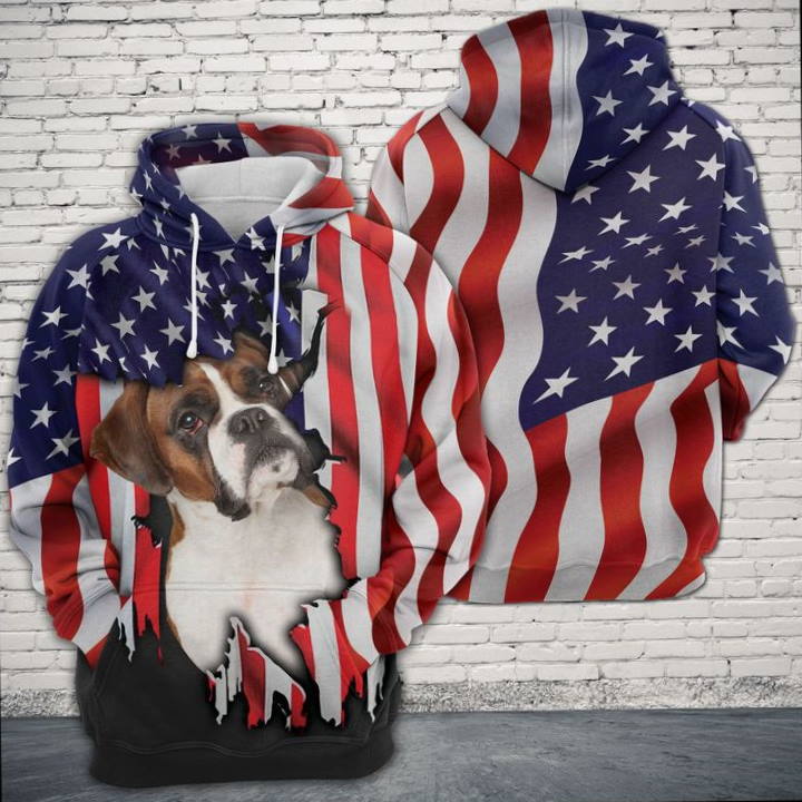 Boxer Usa Flag Scratch 3D Hoodie