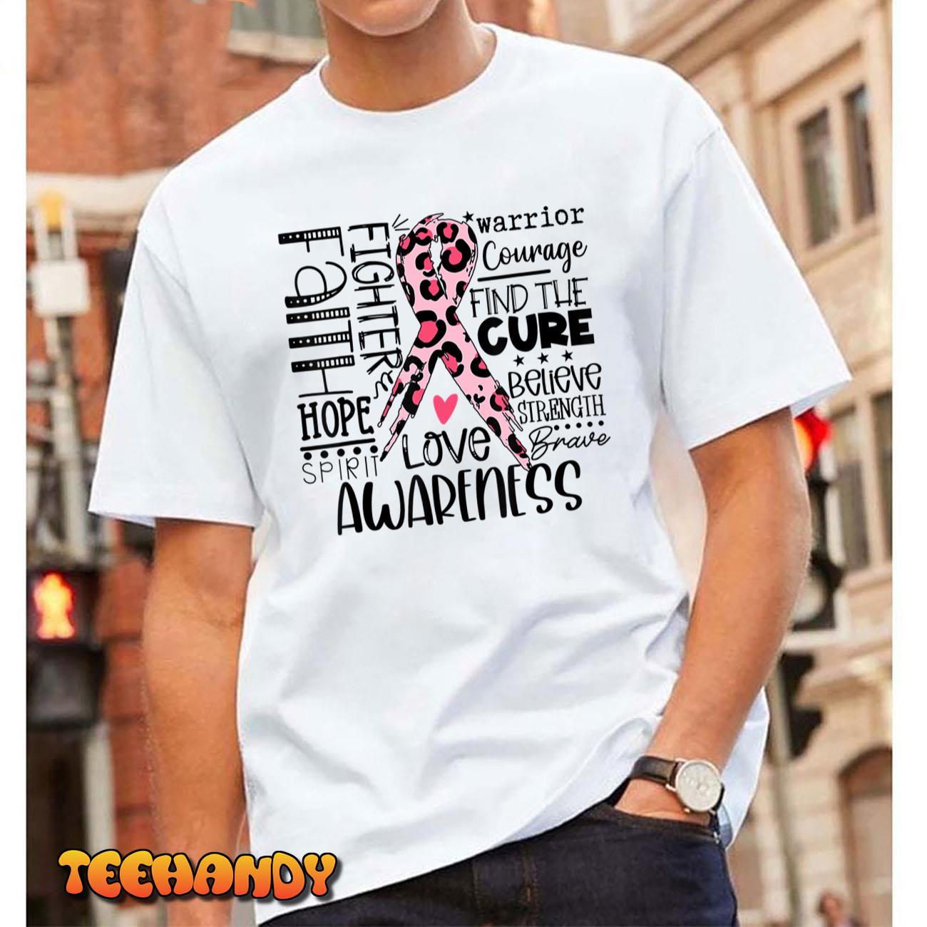 Breast Cancer Awareness Survivor Warrior Leopard Pink Ribbon Unisex T-Shirt