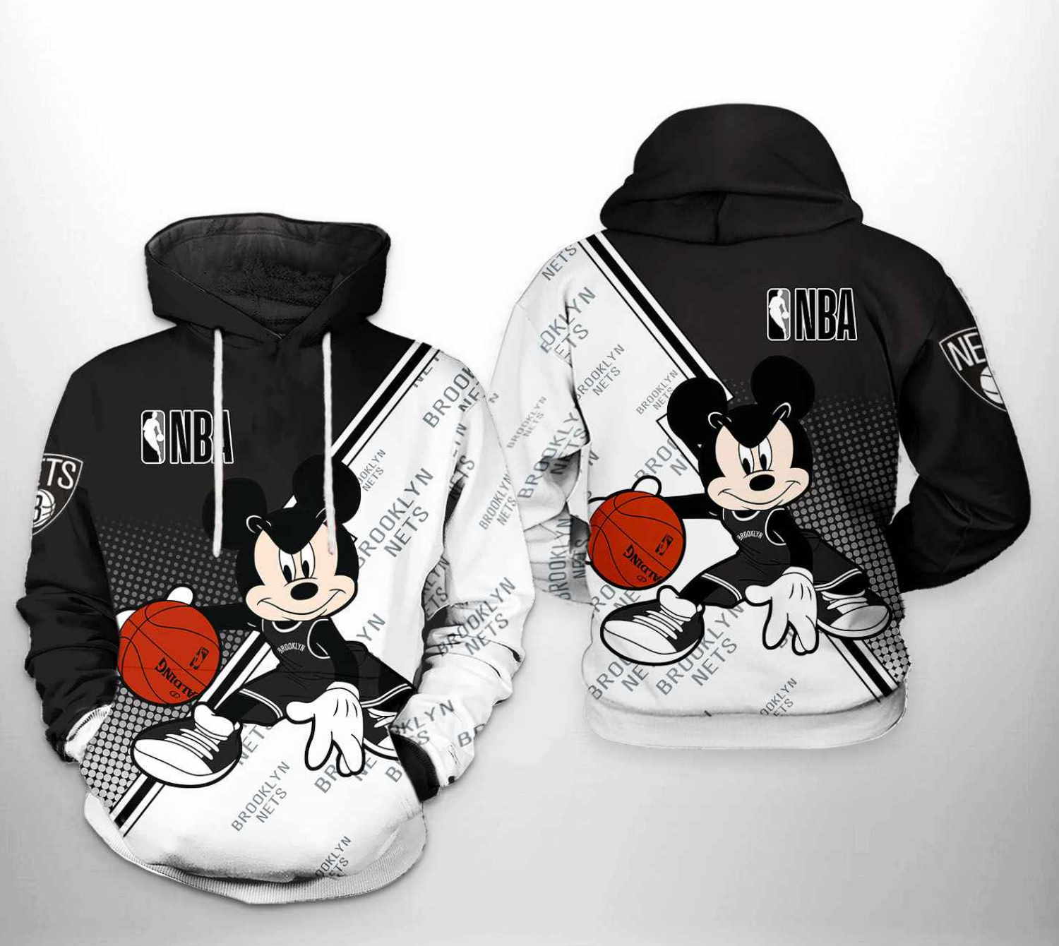 Brooklyn Nets NBA Mickey 3D Hoodie