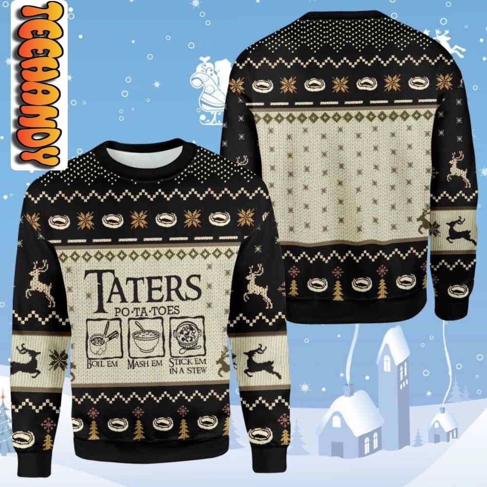 Brown Lotr Taters Potatoes Christmas Ugly Sweater