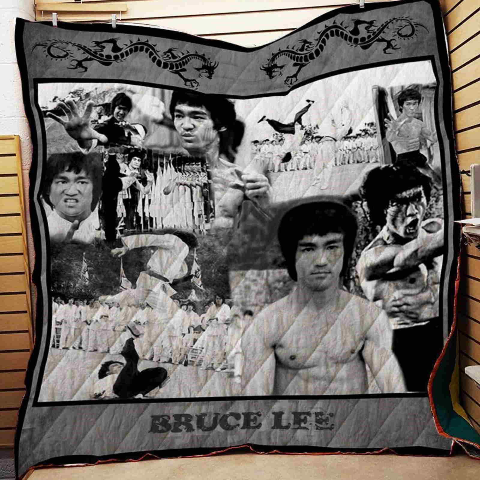 Bruce Lee Black And White Quilt Blanket