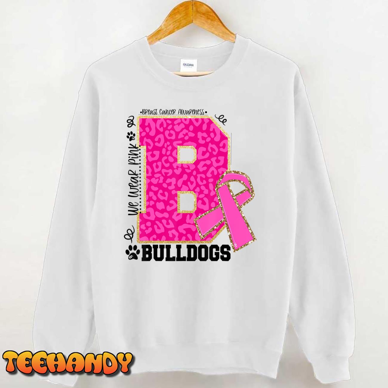 Bulldogs School Spirit Game Day We Wear Pink Breast Cancer Unisex T-Shirt